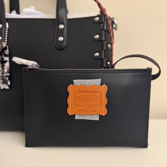 Coach Coachtopia Black Small Re-lacable Tote Bag Black Handbag Tote Leather NWT - Picture 5 of 15